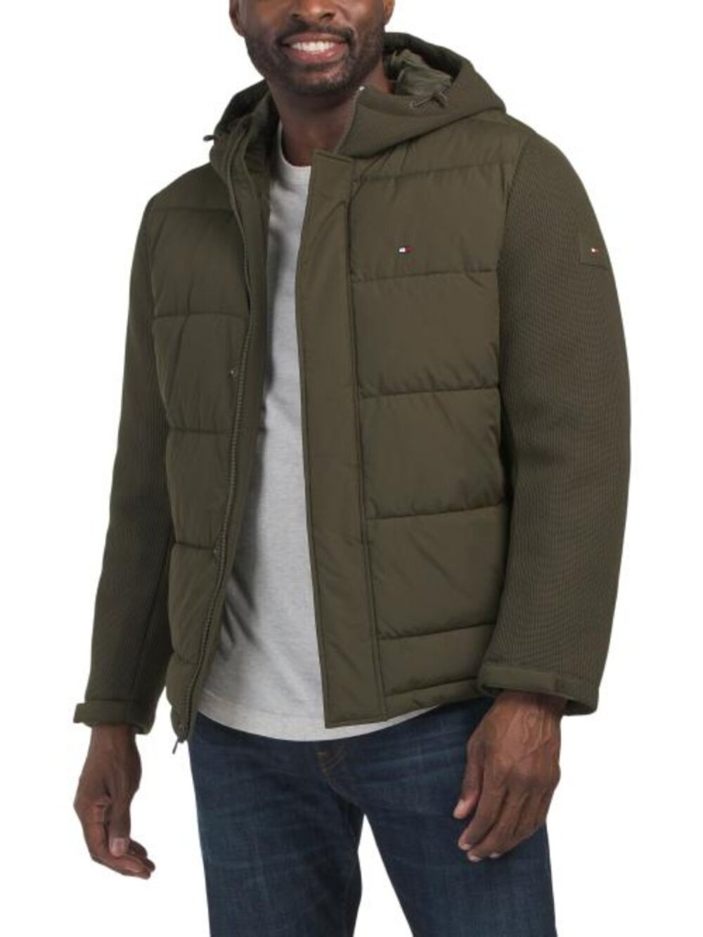 TOMMY HILFIGER Mixed Media Mid-weight Puffer Coat